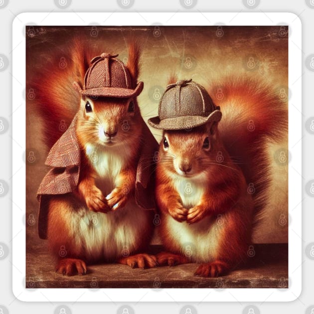 Two squirrel detectives Sticker by LizTodd